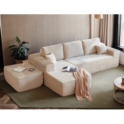 104''cloud Sectional Couch With U-shaped Chaise,modern Modular Sofa With Deep Seat, Upholstered Couche
