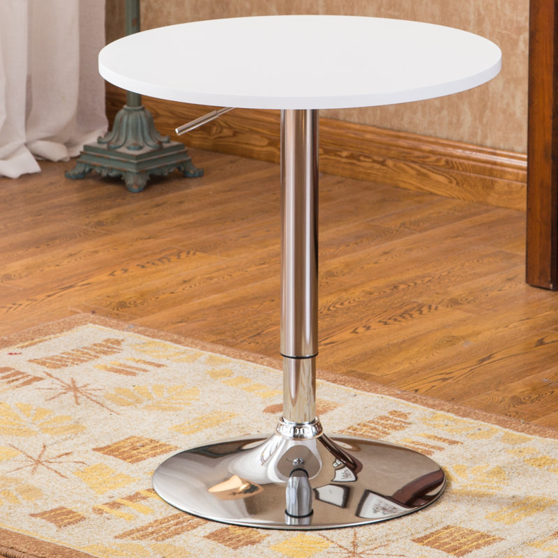 Franceska Round Metal Base Dining Table, White, Silver