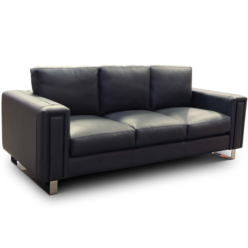 Tribeca Leather Sofa, Cobalt (Dreamer), Stainless Steel