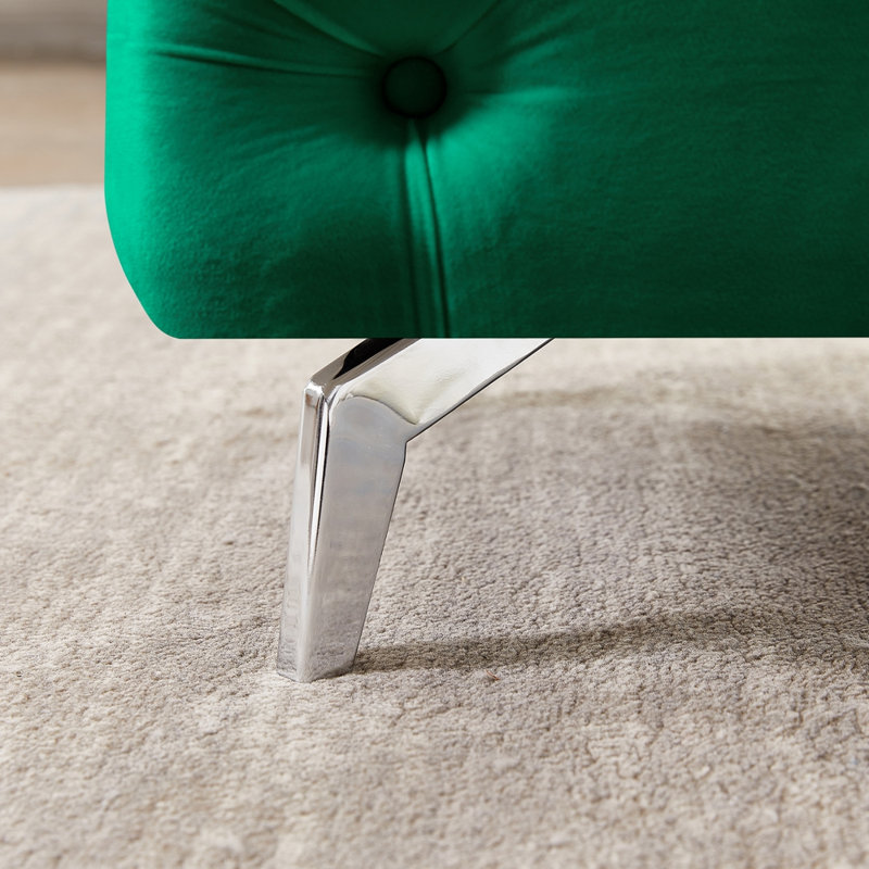 Rigmar Velvet Ottoman, Green Velvet