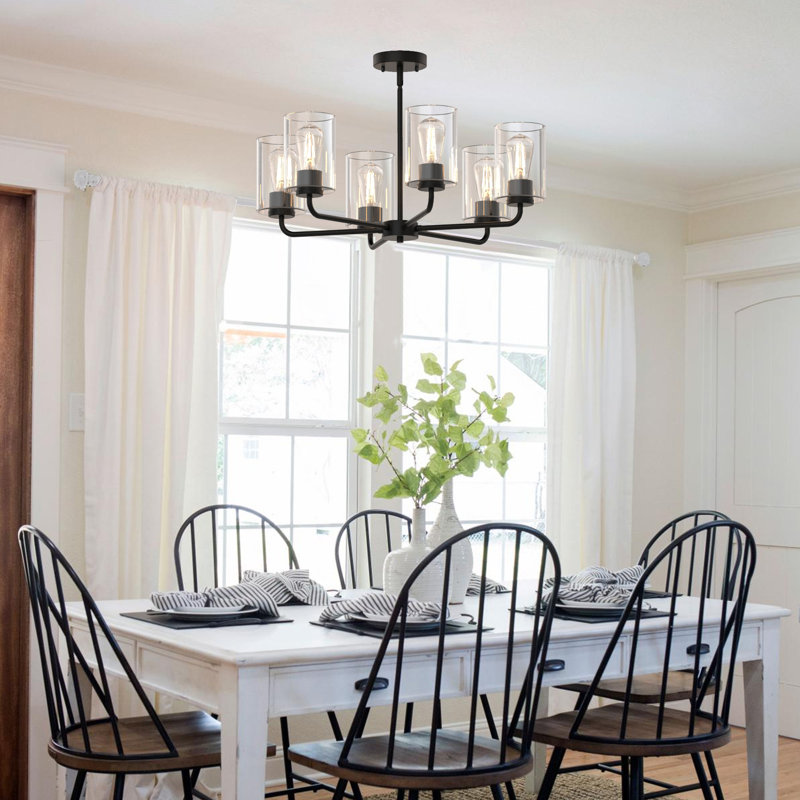 Agnella 6-Light Flush Mounted Pendant Lighting Chandelier For Hallway Loft Kitchen Bar Close To Ceiling, Clear