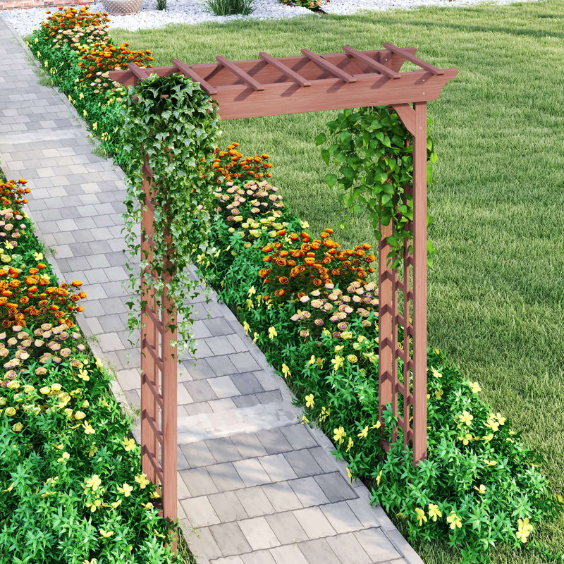 Jardinière d'extérieur en bois avec arche brune, Marron foncé