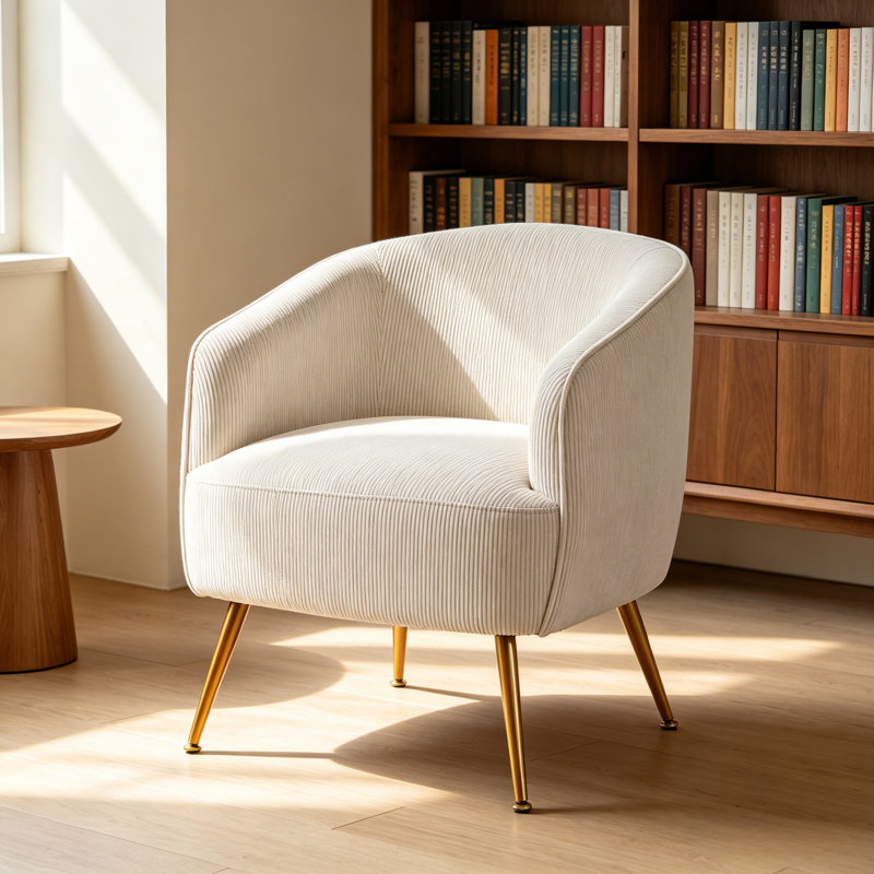 Fauteuil demi-tonneau Corduroy, Beige