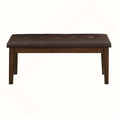 Transitional Wooden Button-Tufted Dining Bench