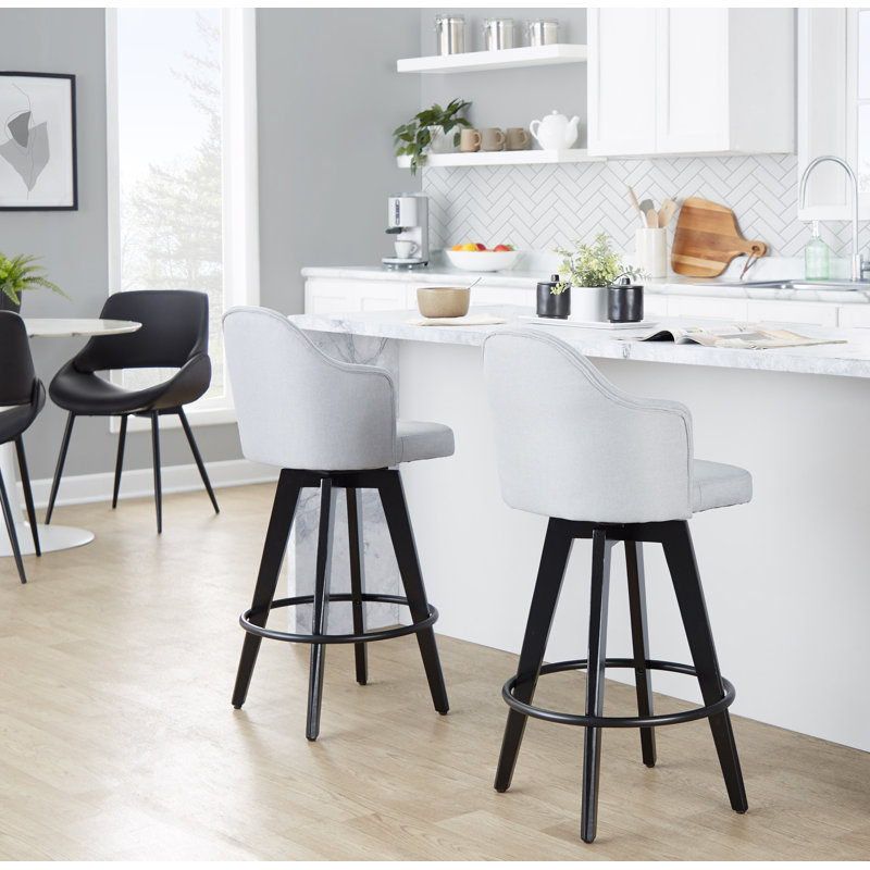 Tabouret de comptoir à hauteur fixe 26 "avec repose-pieds rond Capuano - ensemble de 2, Gris clair