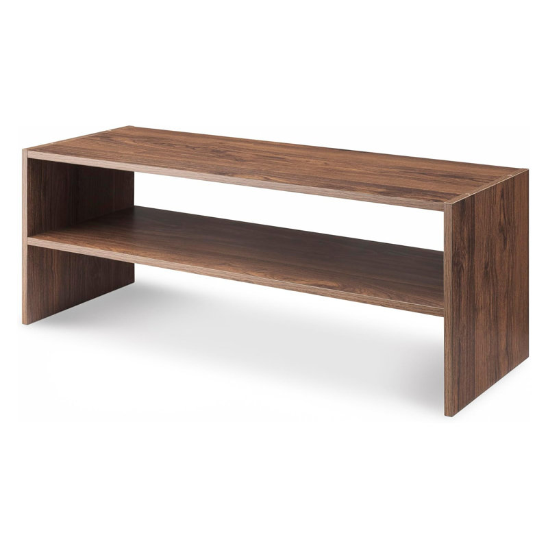 Range-chaussures moderne en bois empilable avec 2 tablettes pour le rangement de chaussures organisé, Bois rouge