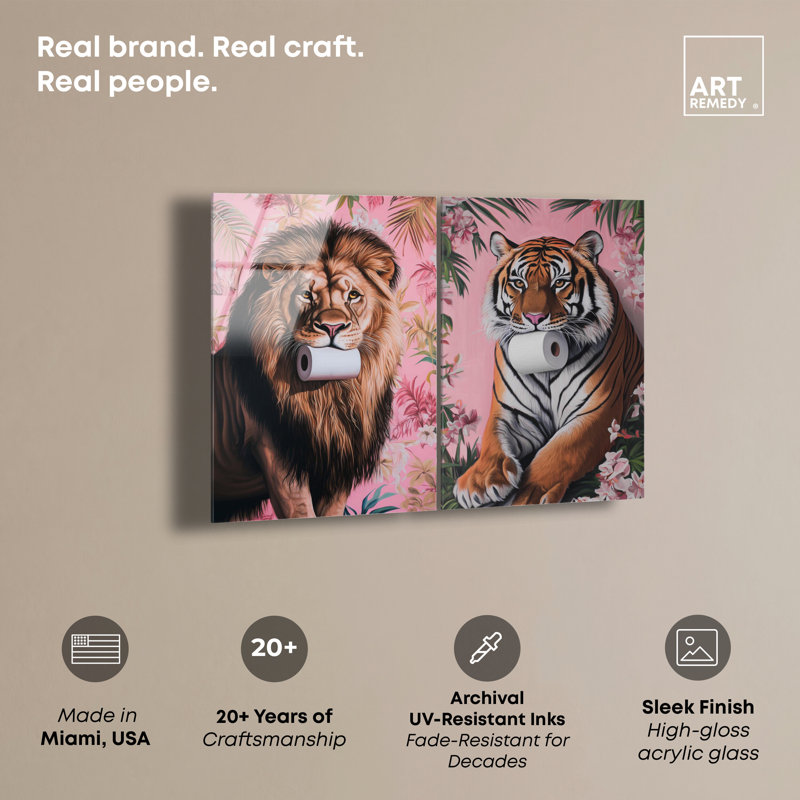 «Tropical Roll Animal Set», reproduction acrylique sur toile par Art Remedy, H 54 po x l 36 po