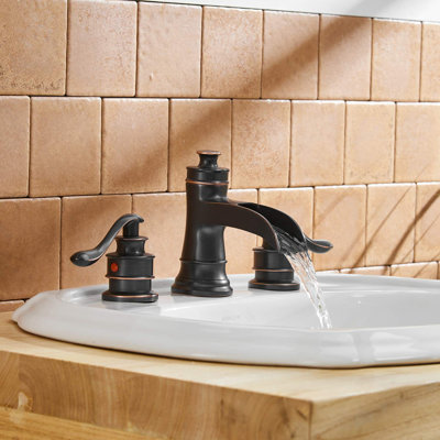 SoftStream Waterfall Oil-Rubbed Bronze Widespread 3-Hole, 2-Handle Bathroom Sink Faucet