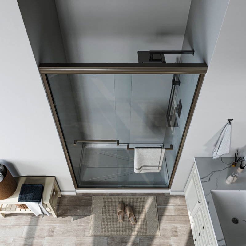 46 In.-48 In. W X 72 In. H Sliding Framed Shower Door With Clear Glass, Oil Rubbed Bronze