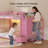 Bed Twin Over Twin With Bookshelf, 4 Storage Drawers, Metal Kids Bunk Bed With Power Outlet & Rgb Lights, Clothing Rack & Shelves, Safety Guardrail & Ladder-1956301181