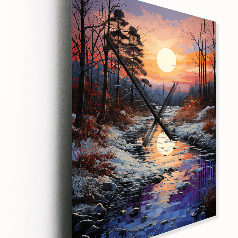 Lake At Dusk II - Cottage Très grandes horloges murales, H 28 po x l 12 po x P 1 po