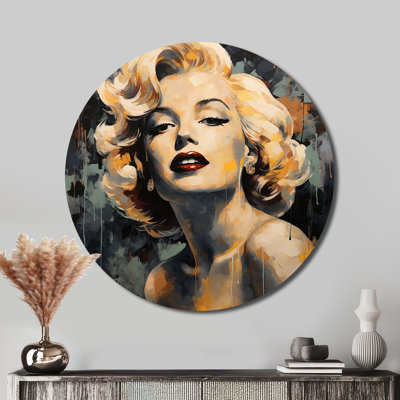 Marilyn Manroe III, art rétro en métal jaune et beige rétro