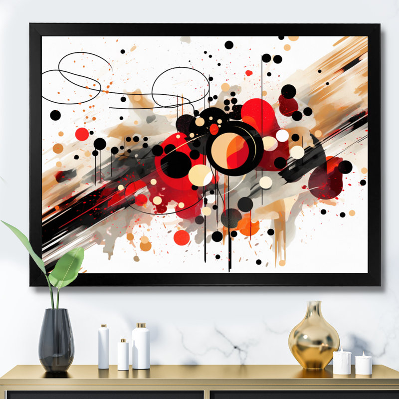 Symphonie abstraite rouge et noire I sur toile, H 34 po x l 44 po x P 1,5 po, Cadre simple noir