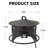 24“ Portable Propane Fire Pit With Grill Grate &  Lid, Outdoor Fire Pit