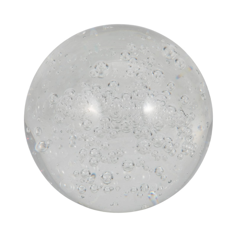 Glass Crystal Decorative Orb with Bubble Accents., 5" H x 5" W x 5" D