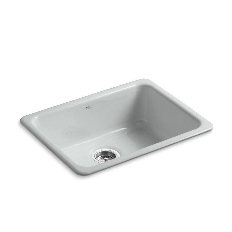 IronTones 24.25" L x 19" W x 8" Dual Mount Kitchen Sink, Ice Grey