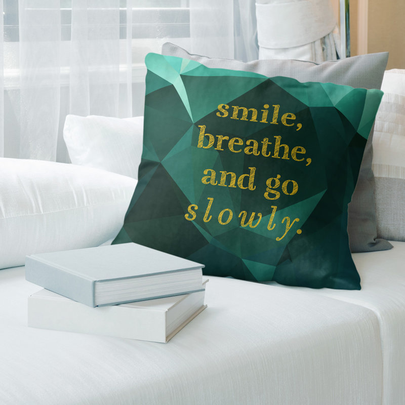 Housse de coussin Faux Gemstone Go Slowly, 20 po X 20 po, Émeraude / doré, Polyester/ Bourre en polyester