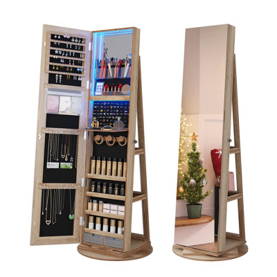 Armoire à bijoux moderne avec miroir HD rotatif à 360 ° - Rangement élégant pour accessoires pour femmes