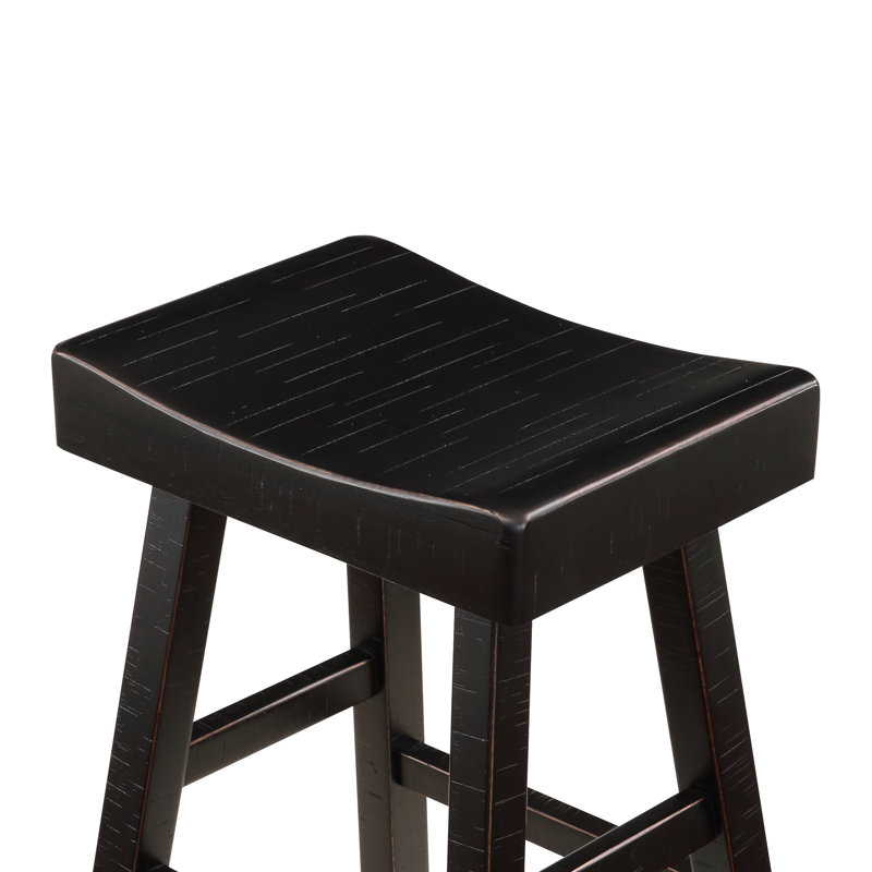 2 tabourets de comptoir en bois massif noir pour salle à manger classique en bois d'hévéa, 2 essentiels cruciaux, Noir
