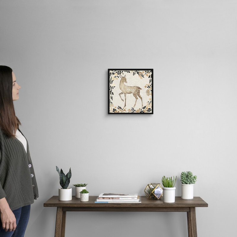 Prancer-reproduction d’art sur toile, Cadre noir, H 14 po x l 14 po x P 1,75 po