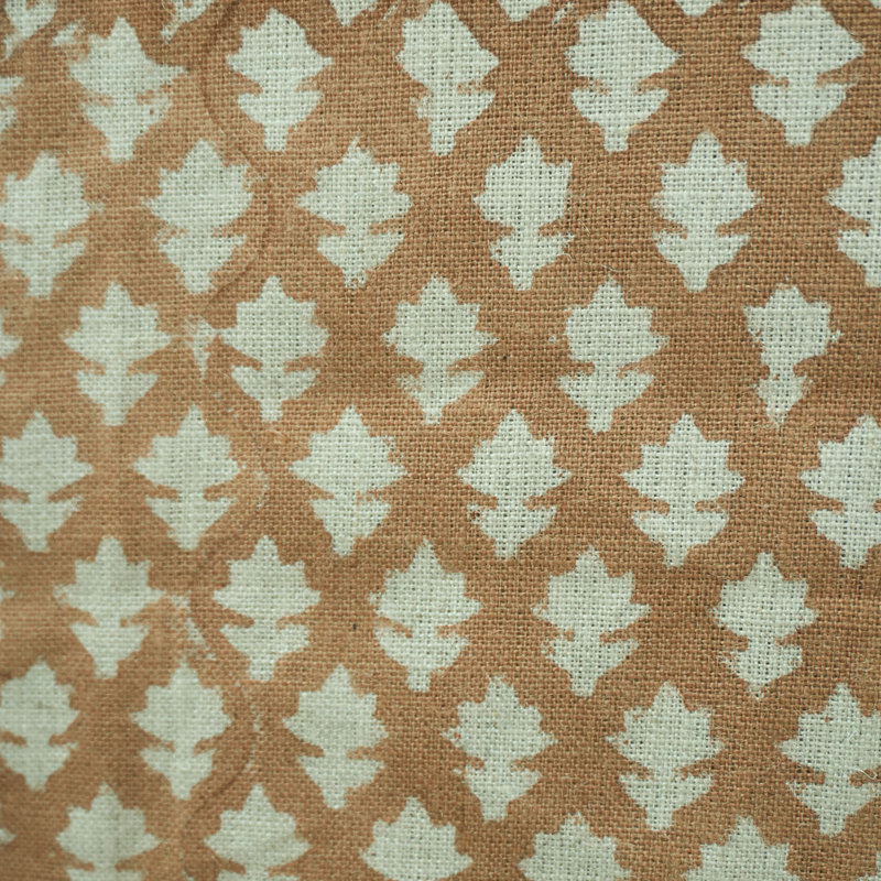 Fabdivine Brown 100% Blackout Pure Linen Roman Shade or Blinds Hand Block Print Floral Perfect for Window Treatment, French Doors, Living or Bedroom, Kitchen, and Hall, Elegant, Tarz