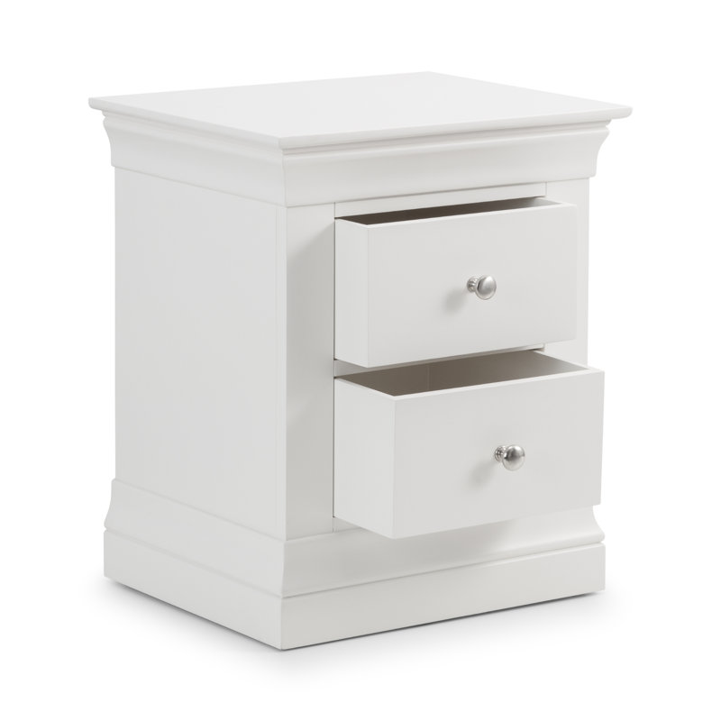 Dial 50cm W Solid Wood Bedside Table, White