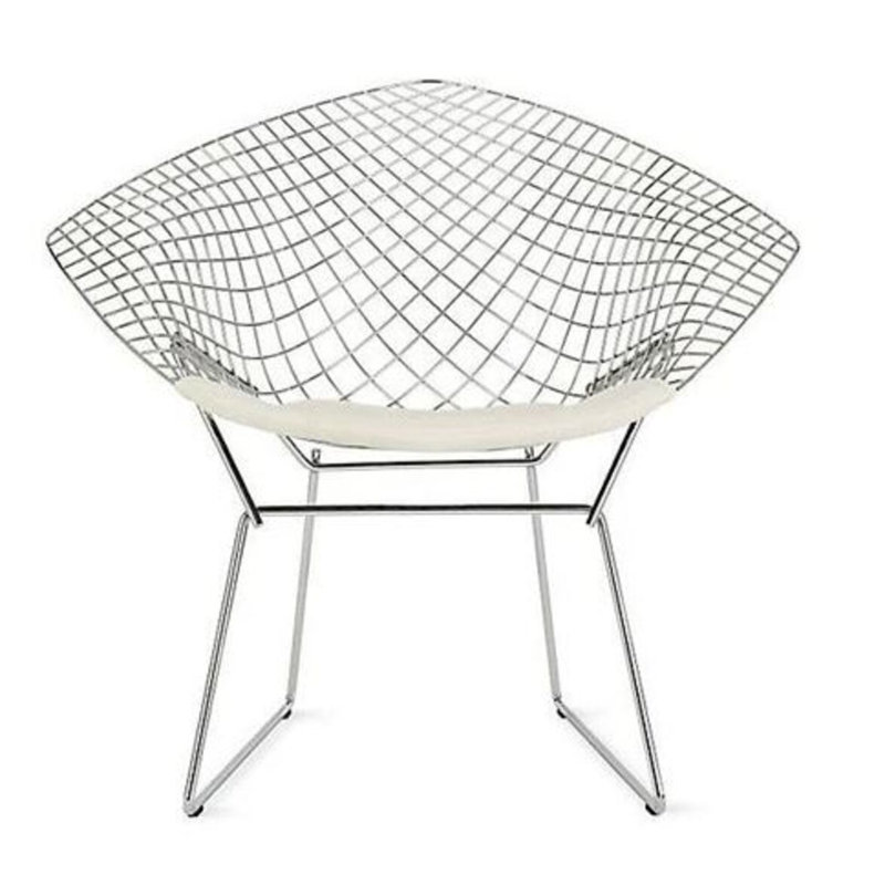 17.5'' H Faux Leather Upholstered Metal Armchair, White, Chrome