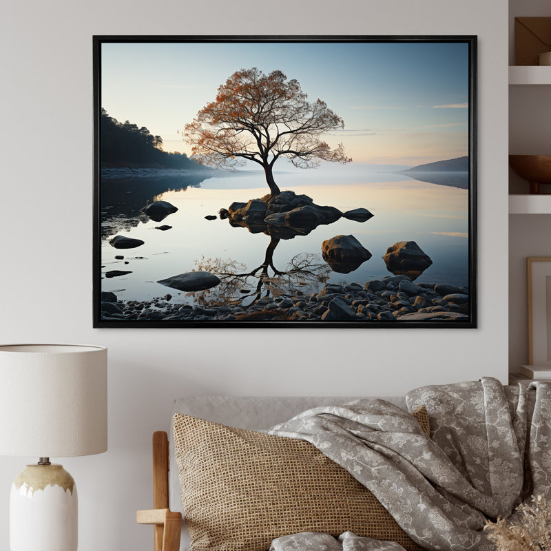 Lakeside Nature Serenity, Cadre flottant noir, H 30 po x l 40 po x P 1,5 po