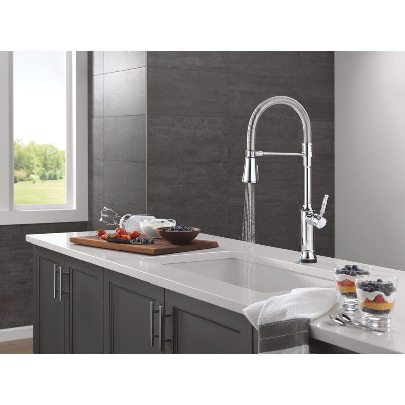 Renaldi Touchless Pro Style Commercial Kitchen Faucet with Touch Technology Chrome, Lumicoat Chrome