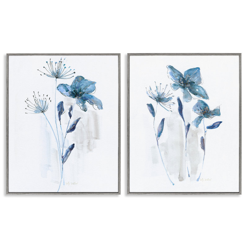 Iris & Wildflower Bundles, ensemble de 2 giclées encadrées par Sally Swatland, H 20 po x l 32 po, Estampe numérique Farmhouse