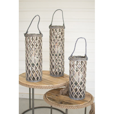 Ensemble de 3 lanternes grises en verre Kalalou H 24 po