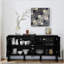 Buffet 60 po avec rangement, meuble télé, meuble de rangement à motif géométrique et tablettes réglables