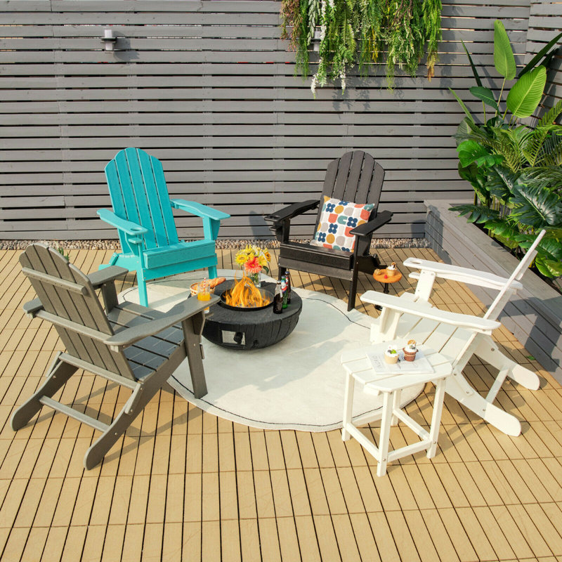 Chaise Adirondack pliante en plastique / résine Calina, Noir
