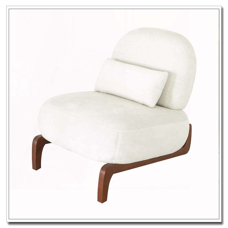 Mignon fauteuil d'appoint avec pieds en bois massif, Tissu, Blanc
