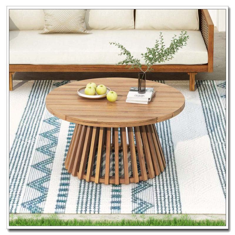 Table basse en bois, Teck clair