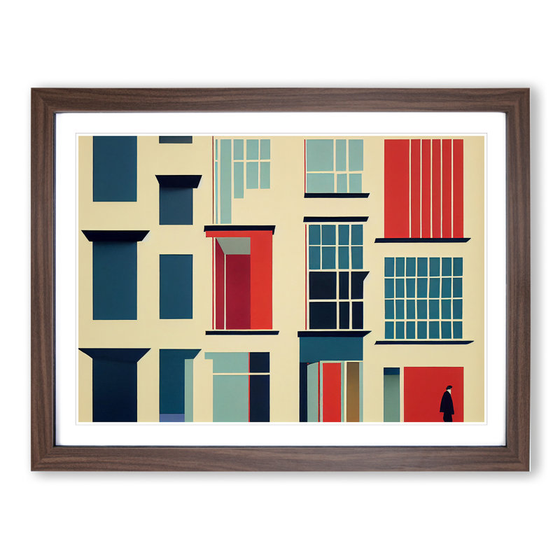 Bauhaus Architecture Vol.2 Abstract - Single Picture Frame Print, 46cm H x 64cm W x 2cm D, Walnut
