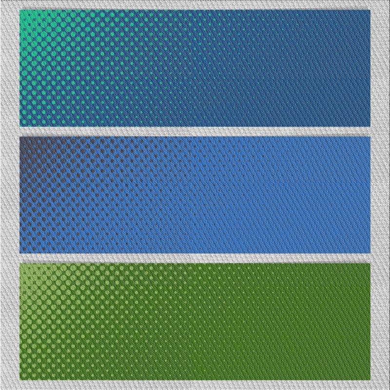 Tapis vert/bleu à motifs, Carré 6 pi