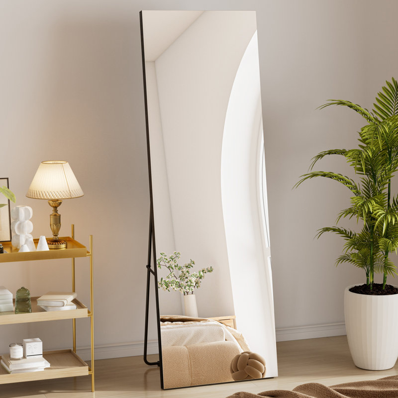 Miroir pleine longueur en verre trempé sans cadre avec support, anti-désargent 10 ans, 64" x 21"