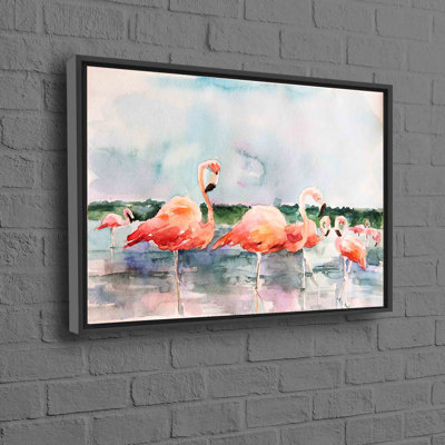 Abstract Flamingo Watercolor Art Printed on Canvas for a Splash of Tropical Wall Decor