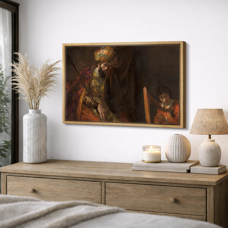 Le roi David jouant de la harpe, œuvre d'art biblique, photos de salon, impression sur toile encadrée, impression numérique