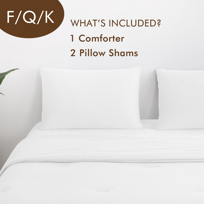 Ensemble d'édredon 3 pièces Wayfair Basics, Blanc, Édredon pour grand lit + 2 taies décoratives