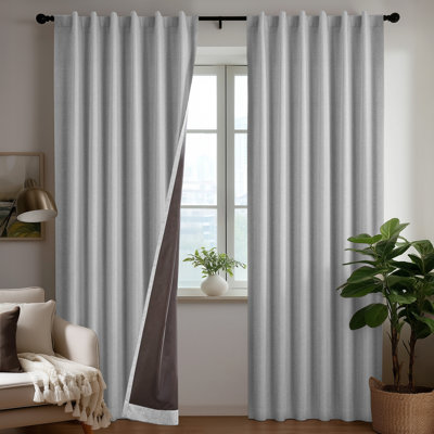Linen-Look TPU Full Blackout Backing Curtains (Set of 2)