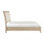 Grand lit Hadly, tête de lit capitonnée, revêtement en similicuir de luxe, bois beige-124562114