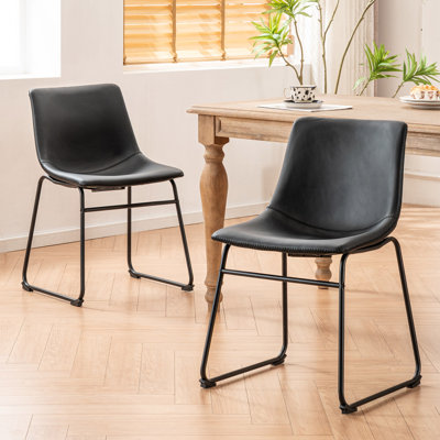 Anke Vegan Leather Dining Chairs, Black