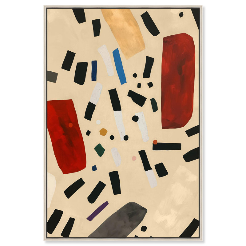 Mindscape Mosaic II, toile abstraite moderne par , Encadrement argenté, H 16 po x l 16 po