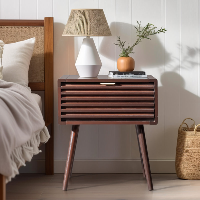 Olijah Solid Wood Nightstand, Brown