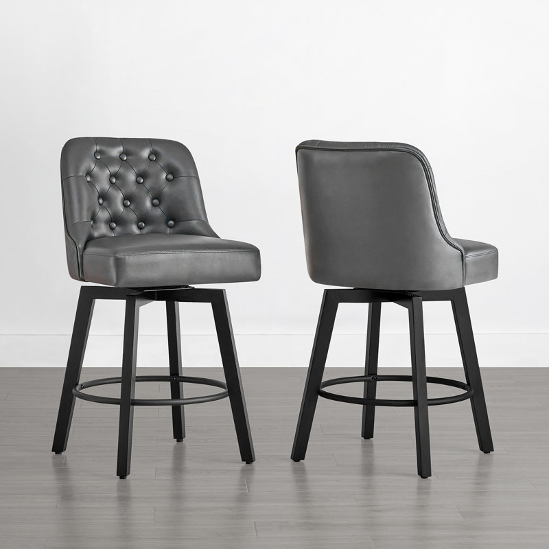 Arjean Swivel Upholstered Counter Stool, Stone Gray