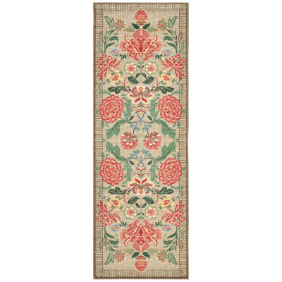 Vintage Boho Rugs Washable Area Rug Low Pile Non Slip Carpet Floral Botanical Accent for Living Room Bedroom Dining Nursery