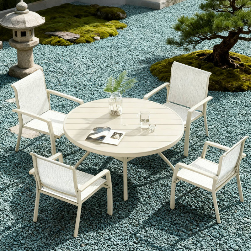 Ensemble de salle à manger de patio 5 pièces (table ronde de 40,6 po) pour les pique-niques et les repas décontractés dans le jardin