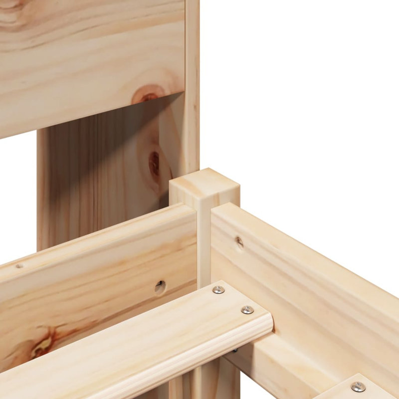 Bookcase Bed Without Mattress Solid Wood Pine, Single (3'), Natural